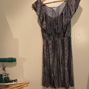 Charlotte Russe Chevron Graphic Design Mini Dress With Ruffled Neck Line